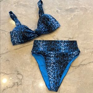 Beach Riot Sophia Blue Leopard Print Bikini Set
